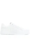Dolce & Gabbana Women Portofino Low-top Leather Sneakers With Lateral Monogram In White