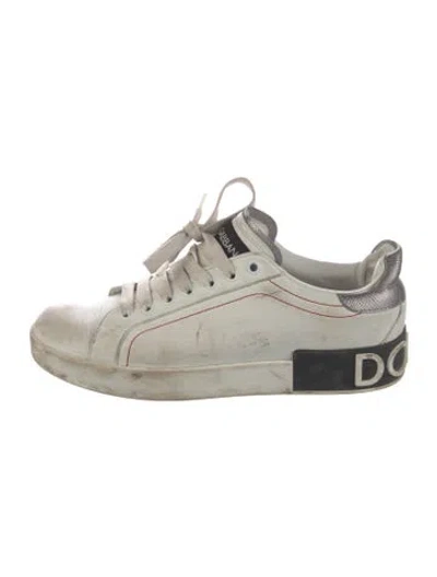 Pre-owned Dolce & Gabbana Leather Sneakers In White