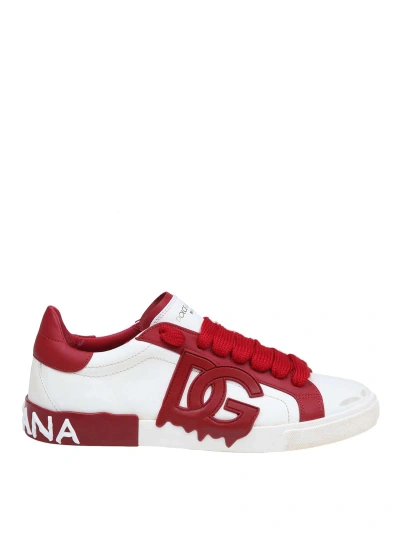 Dolce & Gabbana Leather Sneakers In White
