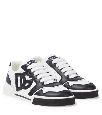Dolce & Gabbana Kids' Leather Sneakers In White