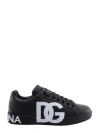 DOLCE & GABBANA LEATHER SNEAKERS WITH LATERAL MONOGRAM