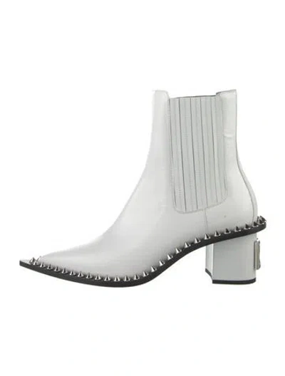 Pre-owned Dolce & Gabbana Leather Sock Boots In White