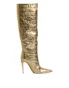 Dolce & Gabbana Gold Leather Stiletto Heels High Boots Shoes In Gold