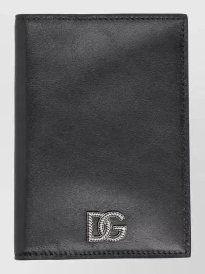 Dolce & Gabbana Leather Storm Passport Holder In Black