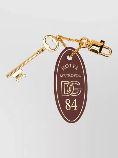 Dolce & Gabbana Keychain With Leather Tassel In Burgundy