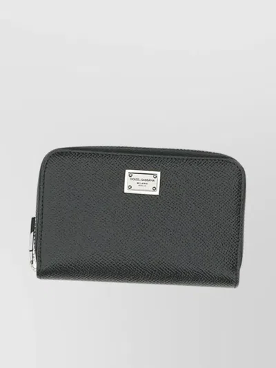 Dolce & Gabbana Leather Textured Rectangular Accessories In Black
