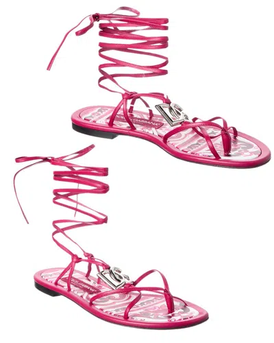 Dolce & Gabbana Leather Thong Sandal In Pink