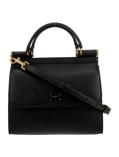 Pre-owned Dolce & Gabbana Leather Top Handle Bag In Black