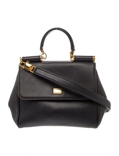 Pre-owned Dolce & Gabbana Leather Top Handle Bag In Black
