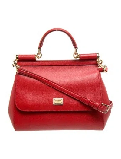 Pre-owned Dolce & Gabbana Leather Top Handle Bag In Red