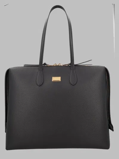 Dolce & Gabbana Leather Tote Bag In Black