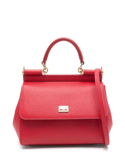 Dolce & Gabbana Leather Tote Bag In Red