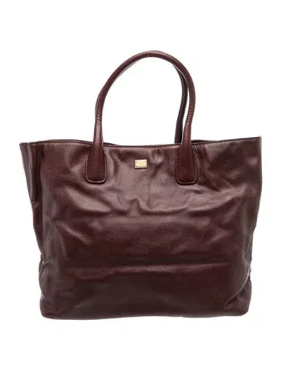 Pre-owned Dolce & Gabbana Leather Tote In Burgundy