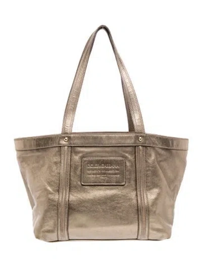 Pre-owned Dolce & Gabbana Leather Tote In Grey/metallic