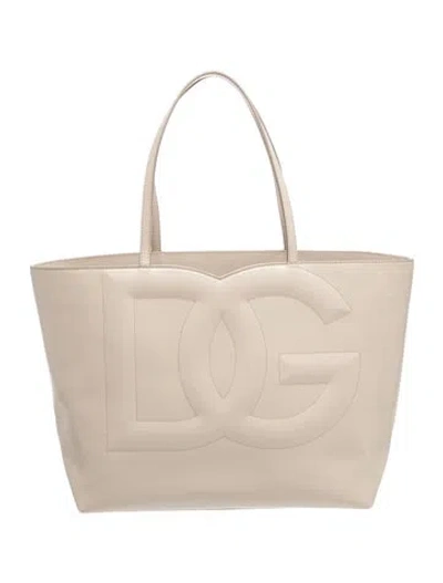 Pre-owned Dolce & Gabbana Leather Tote In Neutrals