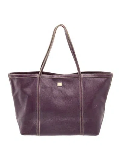 Pre-owned Dolce & Gabbana Leather Tote In Purple