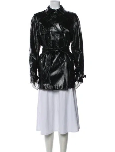 Pre-owned Dolce & Gabbana Leather Trench Coat In Black