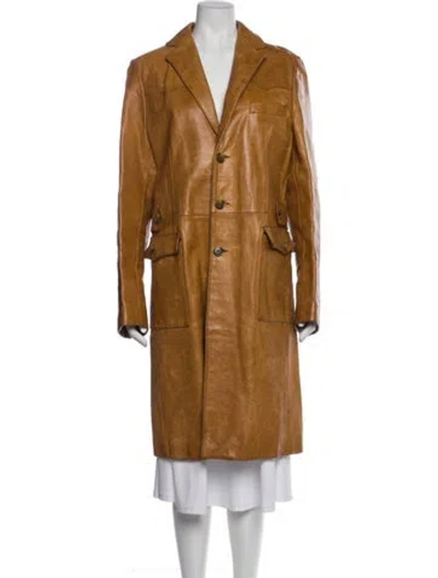 Pre-owned Dolce & Gabbana Leather Trench Coat In Brown