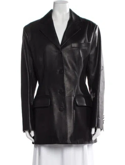 Pre-owned Dolce & Gabbana Leather Trench Coat In Gray