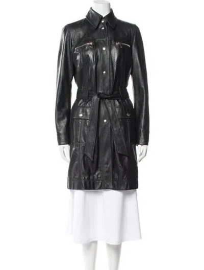 Pre-owned Dolce & Gabbana Leather Trench Coat In Gray