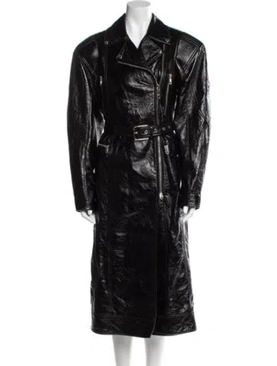 Pre-owned Dolce & Gabbana Leather Trench Coat W/ Tags In Black