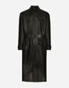 DOLCE & GABBANA LEATHER TRENCH COAT WITH BELT