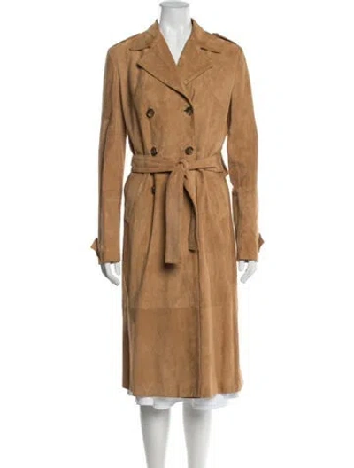 Pre-owned Dolce & Gabbana Leather Trench Coat In Yellow