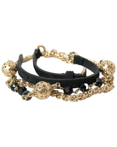 DOLCE & GABBANA DOLCE & GABBANA LEATHER-TRIM BELT