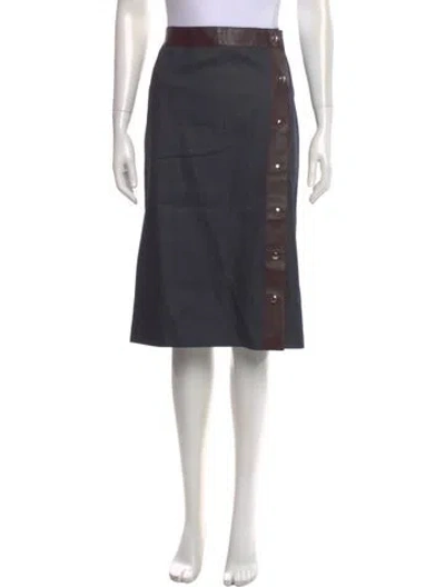 Pre-owned Dolce & Gabbana Leather Trim Embellishment Knee-length Skirt In Gray