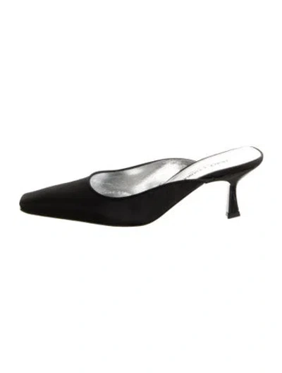 Pre-owned Dolce & Gabbana Leather Trim Embellishment Mules In Black