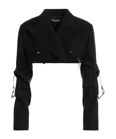 Dolce & Gabbana Leather Trims Blazer In Black