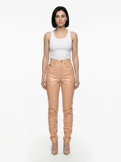 Dolce & Gabbana Leather Trousers In Pink