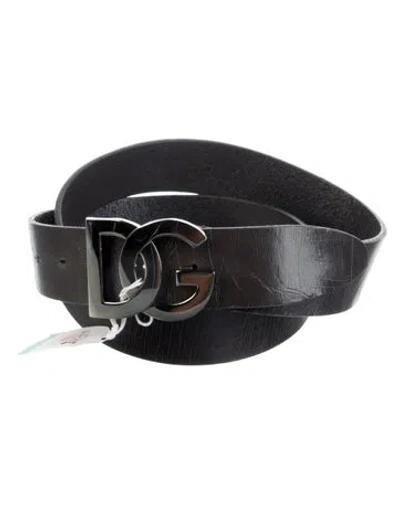 Pre-owned Dolce & Gabbana Leather Waist Belt In Gray
