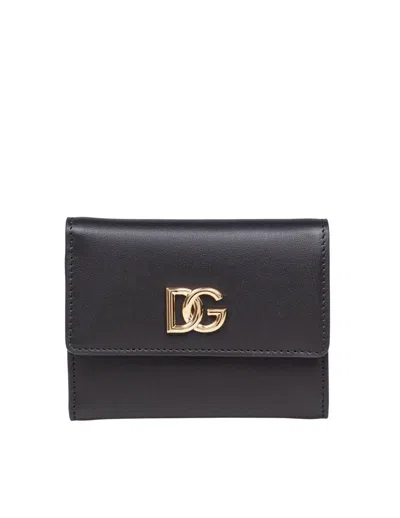 Dolce & Gabbana Dg Logo Leather Wallet In Black