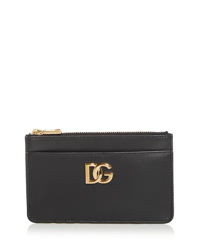 Dolce & Gabbana Dg-logo Leather Card Holder In Black