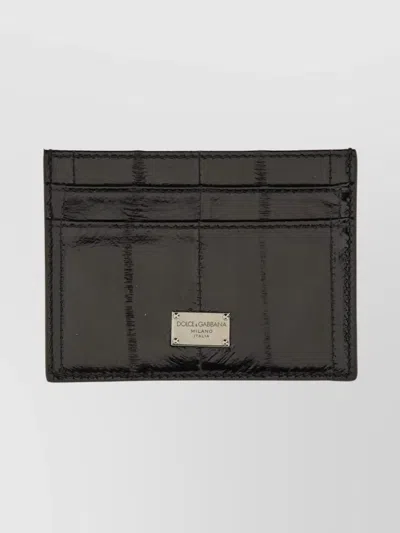 Dolce & Gabbana Leather Wallet Textured Finish In Brown