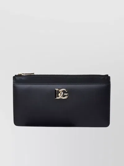 Dolce & Gabbana Leather Wallet With Card Slots And Metal Logo Detail In Black