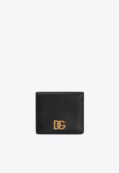 Dolce & Gabbana Leather Wallet With Dg-logo In Black