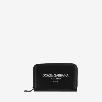 Dolce & Gabbana Leather Wallet With Logo In Black