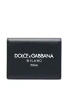 Dolce & Gabbana Black Wallet With Contrsting Print In Smooth Leather Man In Blue