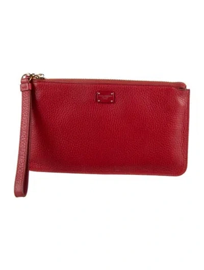 Pre-owned Dolce & Gabbana Leather Wristlet In Red
