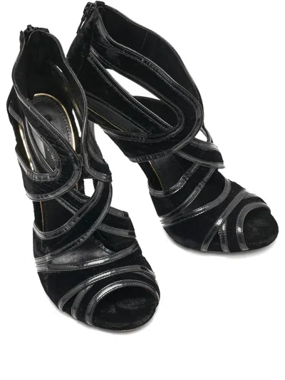 Pre-owned Dolce & Gabbana Leather-zip Sandals In Black