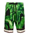 Dolce & Gabbana Bermuda Shorts With All-over Leaf Print In Green
