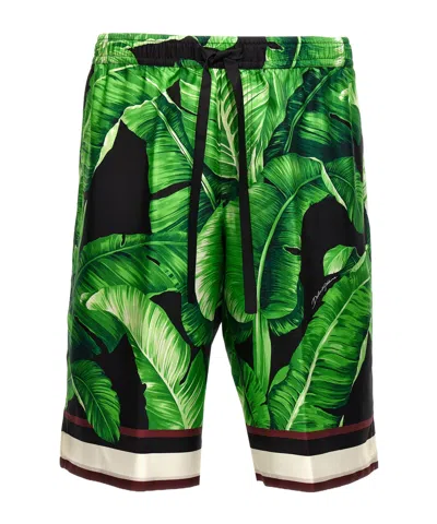 DOLCE & GABBANA DOLCE  GABBANA LEAVES-PRINTED DRAWSTRING SHORTS