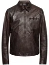 Dolce & Gabbana Zipped Leather Jacket In Brown