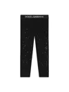 Dolce & Gabbana Interlock Leggings With Fusible Rhinestones In Black
