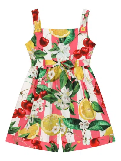 DOLCE & GABBANA LEMON AND CHERRY PRINT POPLIN JUMPSUIT