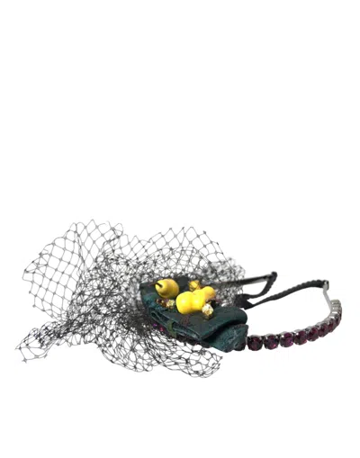 Dolce & Gabbana Lemon-motif Crystal Net Headband In Multi