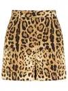 Dolce & Gabbana High Waist Leopard Stretch Drill Shorts In Brown