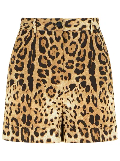 DOLCE & GABBANA DOLCE & GABBANA 'LEO' BROWN COTTON SHORTS